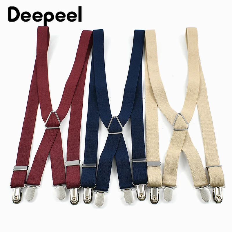Deepeel 2.5*100cm Men Suspenders 4 Clips Elastic Adjust Strap Harness Adults Man Braces for Pants Hanger JockStrap Accessories