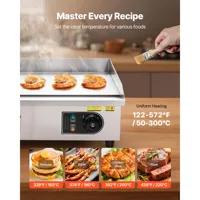 SucceBuy Commercial Electric Griddle 50-300°C Adjustable Temp Control, Stainless Steel Countertop Flat Top Grill for Steak Panc 6