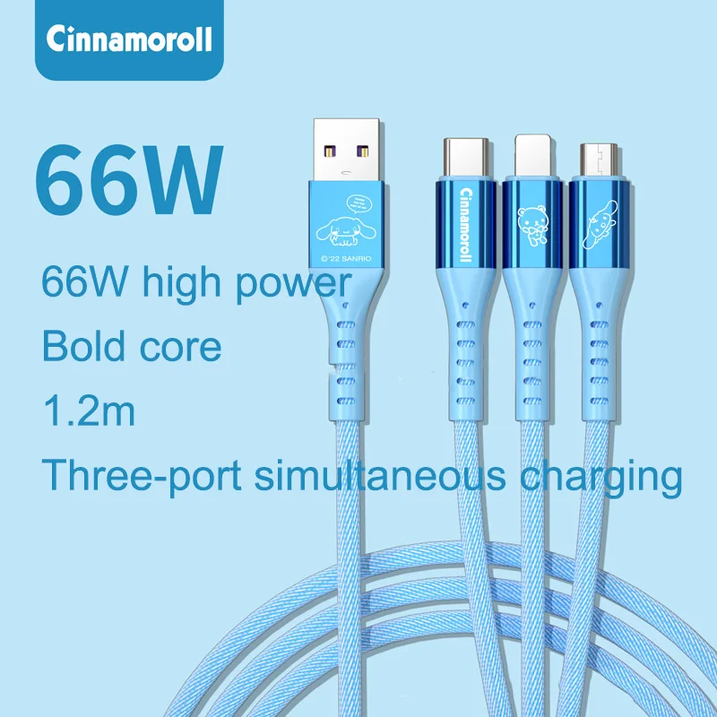 Sanrio Mymelody Cinnamoroll Kuromi Pochacco Cute 66W Super Fast Charging Data Cable Is Applicable To Huawei Apple Charging Cable