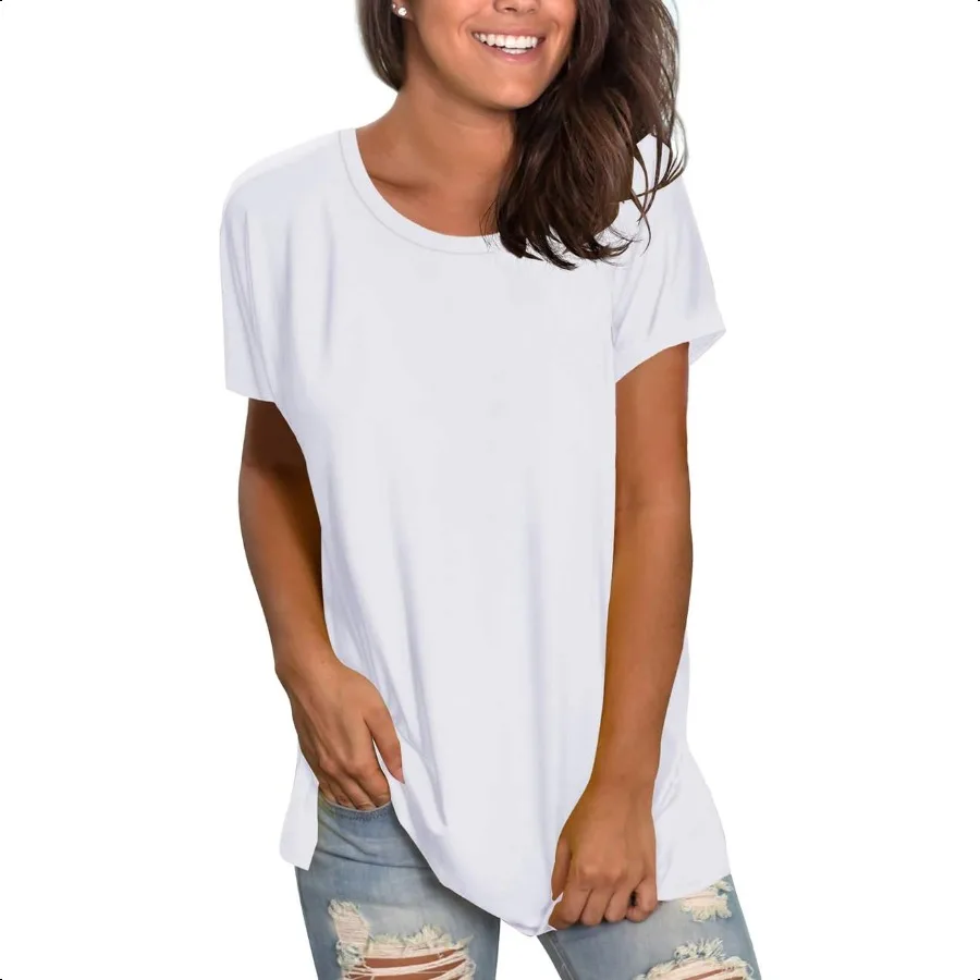 Saloogoe Womens Loose Fit Tshirts Short Sleeve Summer Tops Casual Workout Yoga Tunic T Shirts Tops