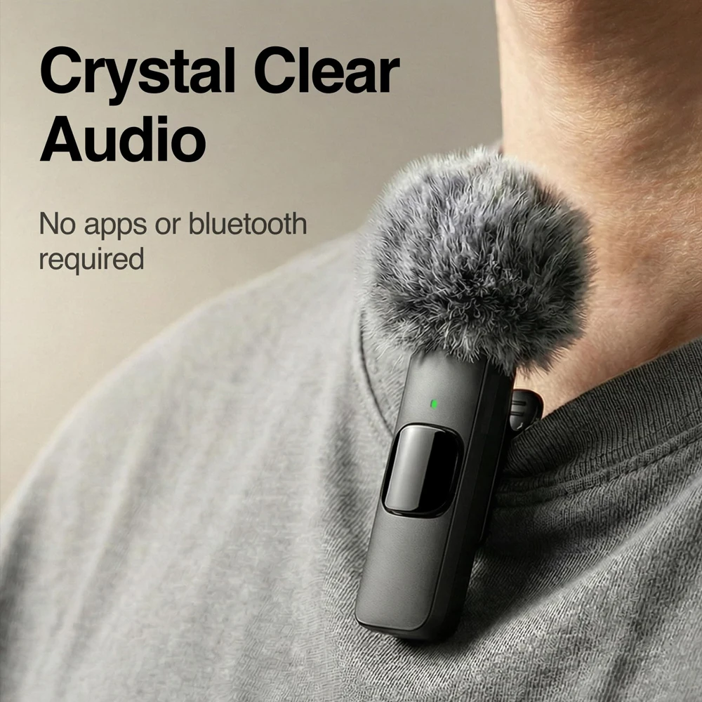 Wireless Lavalier Microphone 2 Pack Noise Canceling Clip Mic For iPhone Android Video Recording Live Streaming Vlog YouTube image 5