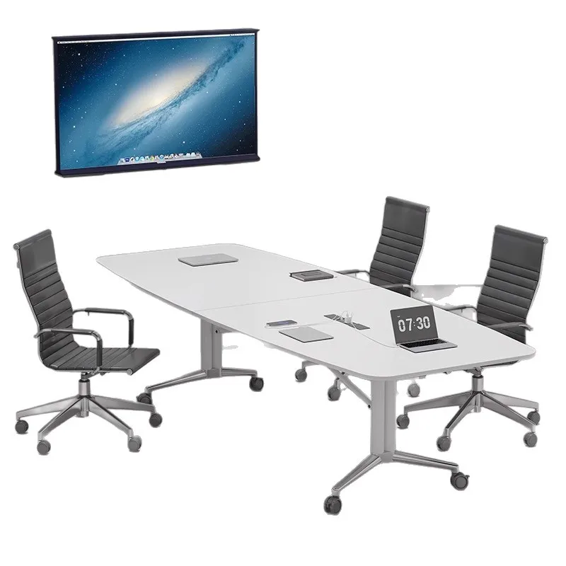 

Large Removable Desk Movable Folding Conference Table Modern Long Rectangle Training Retractable Metal