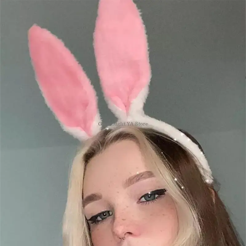 Plush Hair Hoop Bunny Ears Headband Theme Party Stage Performance Headdress Christmas Easter Cosplay Costum