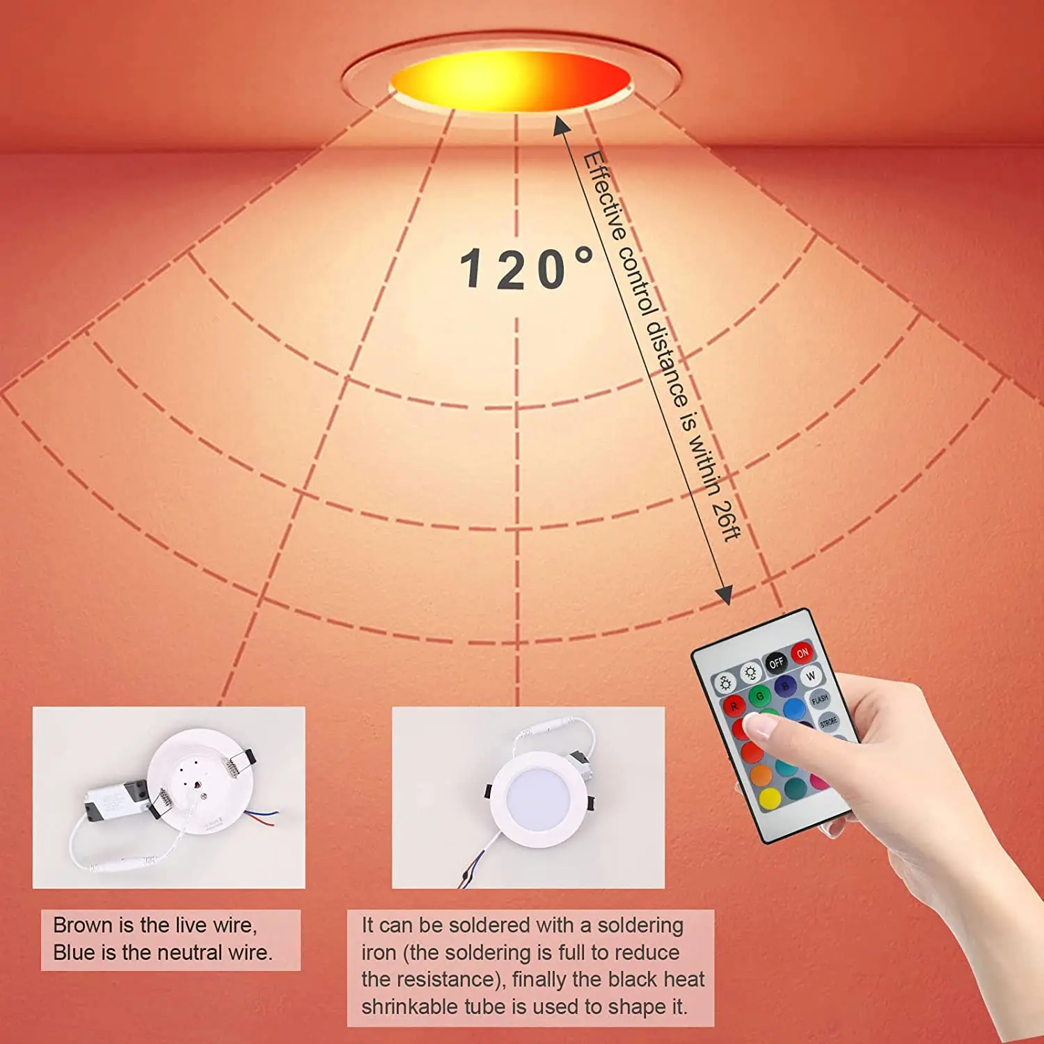 5W 10W LED Downlight RGB Runde Einbau Lampe Schlafzimmer Küche Innen Decke Spot Beleuchtung