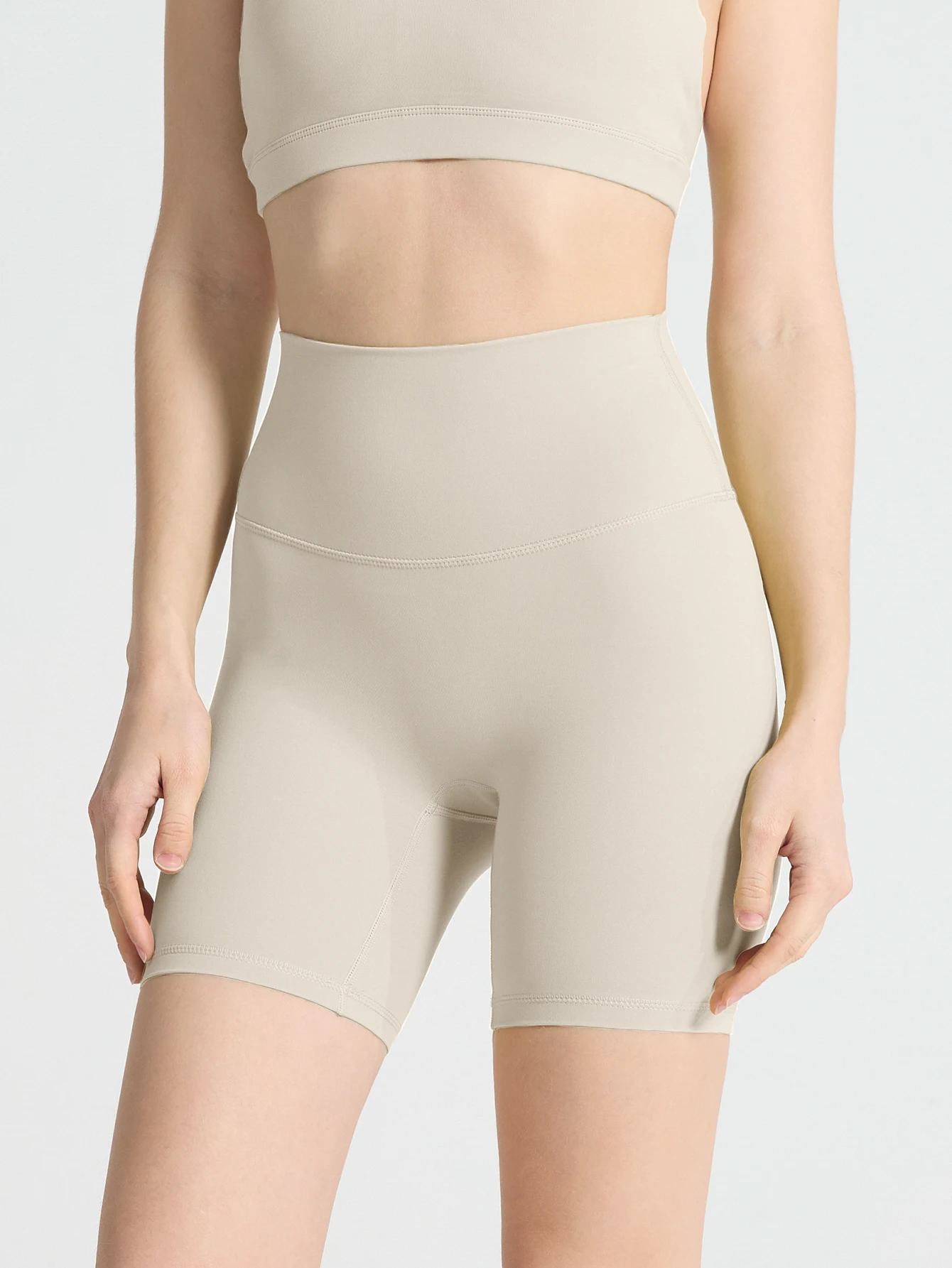 Summer Women Sports Shorts Solid Color High Waist Butt Lift Slim Fit Breathable Quick Dry Cycling Workout Jog Training Shorts