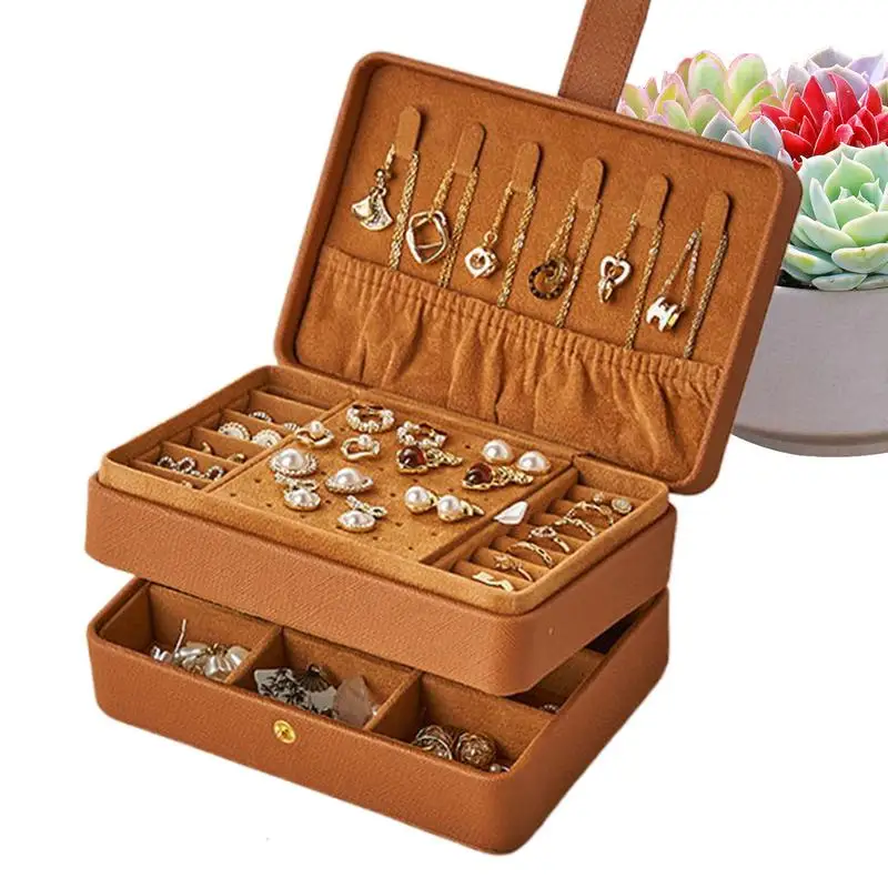 

Органайзер для шкатулки для драгоценностей, трехслойная коробка для хранения ювелирных изделий, чехол из искусственной кожи, водонепроницаемый держатель, дисплей, организация дома для шпилек