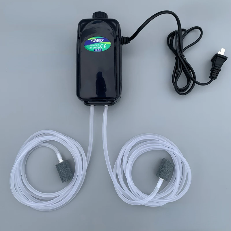 Aquarium Air Pump Fish Tank Mini Compressor Single Double Outlet with Check Valve Tube Aquatic Accessories 220V 3W 5W