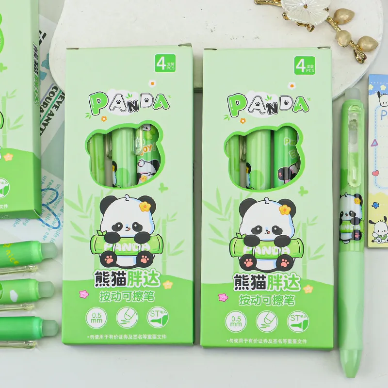 

12 Pcs(3 Boxes)Cute Panda Erasable Neutral Pen,High-value Ins Wind Student Quick-drying Writing Supplies