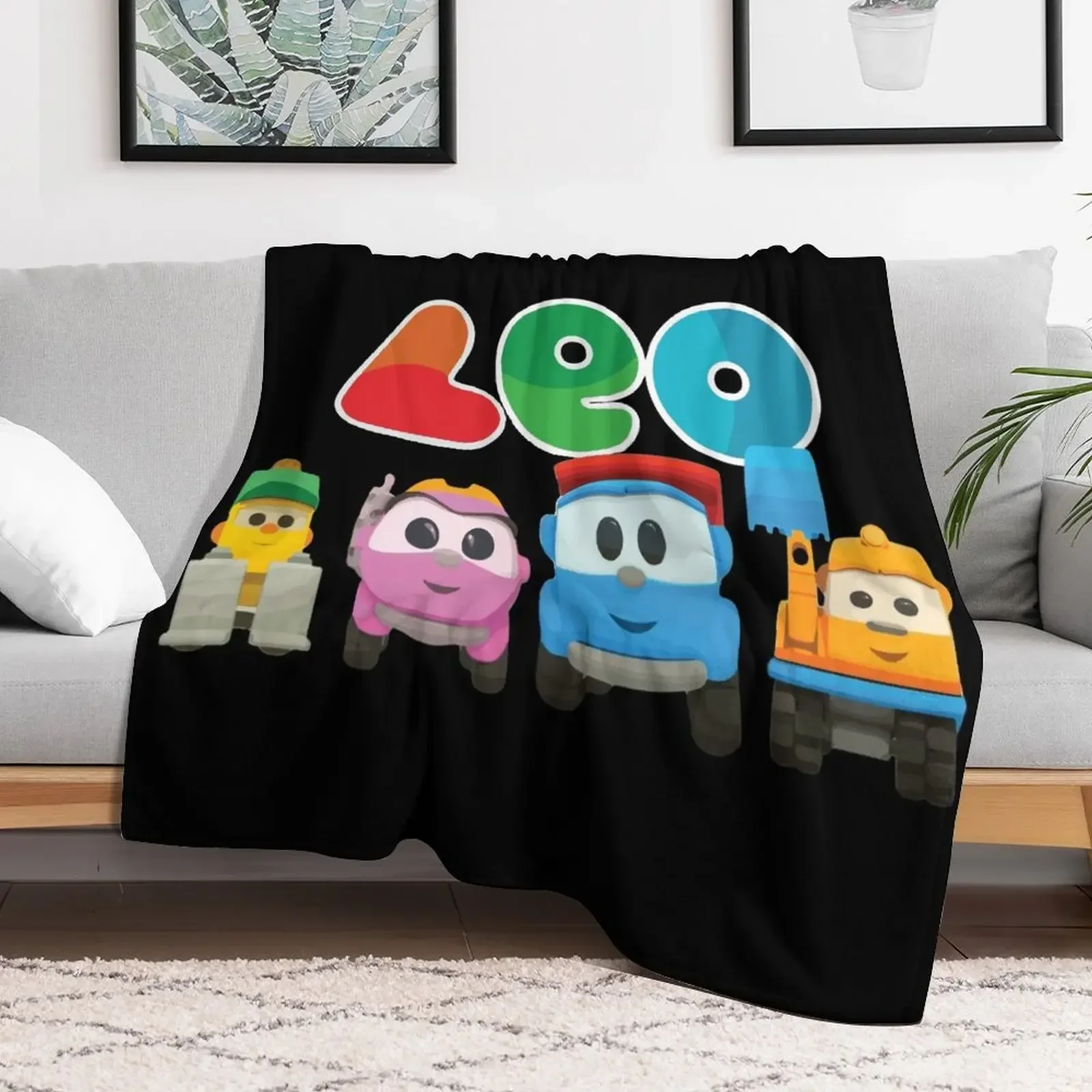 LEO the truck and friends LIFTY, SCOPP, & LEA Throw Blanket sofa bed Vintage Hairy Blankets