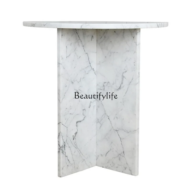 

French simple rock slab semicircular edge light luxury living room aisle entrance platform