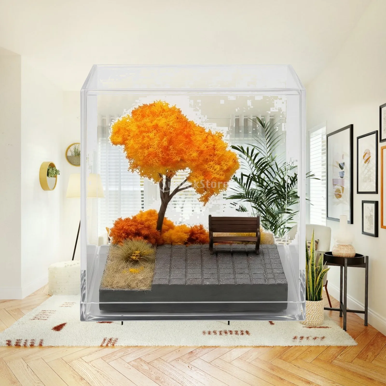 Pre Assembled Diorama Display Case with Resin Scenic Base for Showcasing Gundam Figures and Scale Vehicles