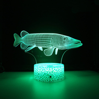 Nighdn Fish 3D Illuison Table Lamp LED Touch Acrylic 7/16 Color Changing Night Light Gift for Kids Elder Bedroom Decoration