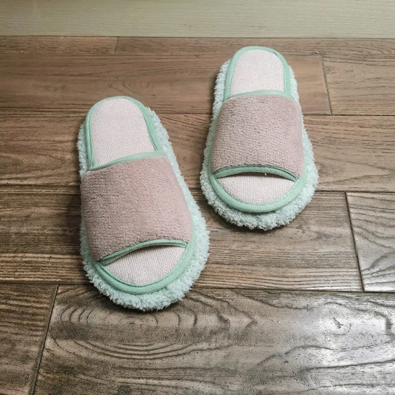 Picture 6: Microfibre Mop Slippers Solid Color Simple Wipeable Floor Mopping Sweeping Wood Floor Tile Cleaning Slippers Lazy Slippers