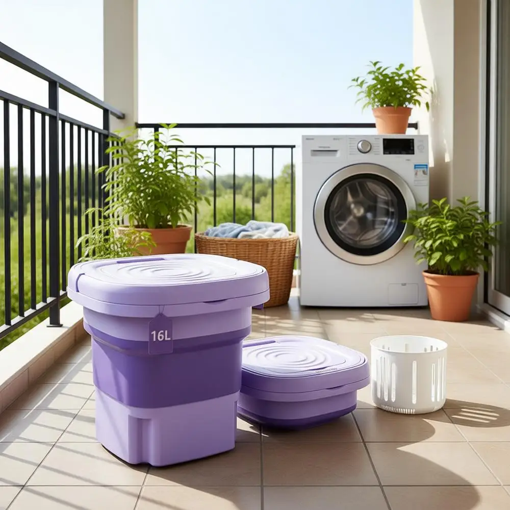 

Портативная стиральная машина 16 л для квартир, общежитий, автодомов — компактная стирка с мощным мотором и низким уровнем шума