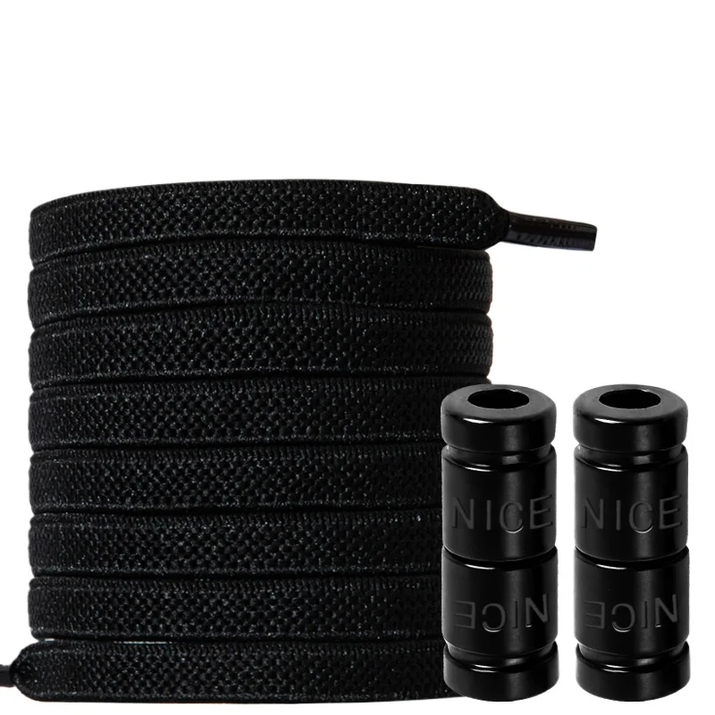 8mm No Tie Shoe Laces Button locking Without Ties Elastic Laces Sneaker Widened Flat Shoelace for Shoes