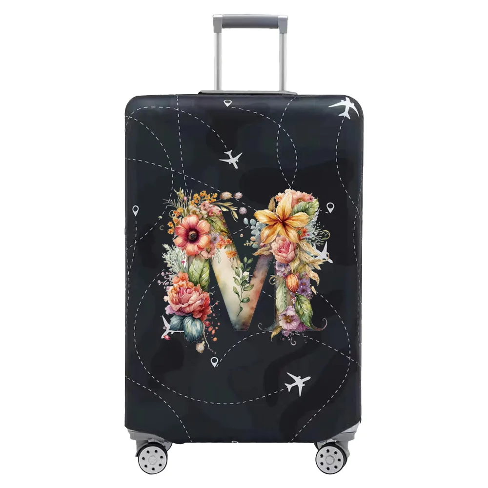 Travel Suitcase Cover Luggage Stretch Fabric Protective Covers Baggage Case Cove for 18-28 Inch Suitcases Floral Letter Series