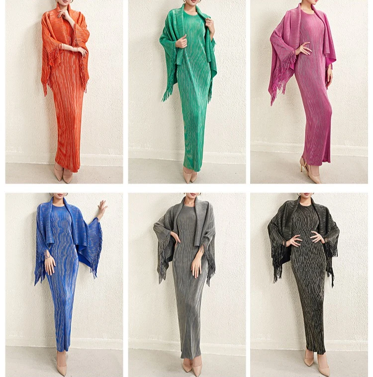 

Miyake Fold 2025 Autumn New Large Size Dress for Women, Medium To Long Size, Women's Wear, Look Thin, High End Bronzed Skirt