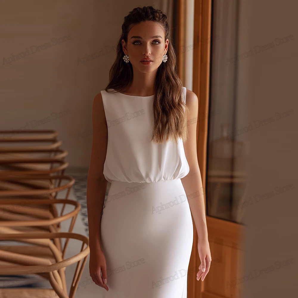 Moderne Trouwjurken Elegante Bruidsjurken Mouwloze Ruglooze Gewaden Vloerlengte Glamoureuze Vestidos De Novia Aangepaste 2025