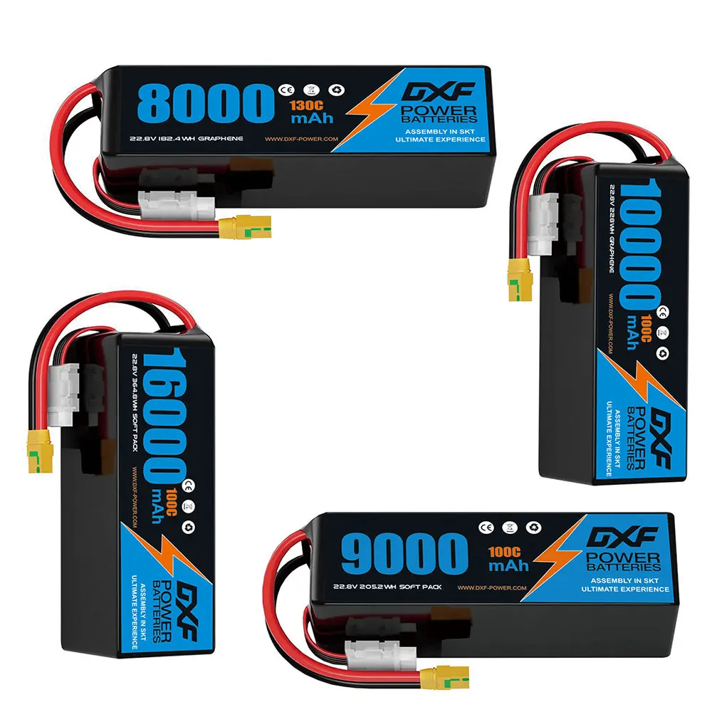 DXF 6S Lipo Battery 22.2V 100C 8000mAh 9000mAh 9400mAh 10000mAh 12000mAh 16000mAh 22000mAh 30000mAh with XT60 EC5 XT90 Plug