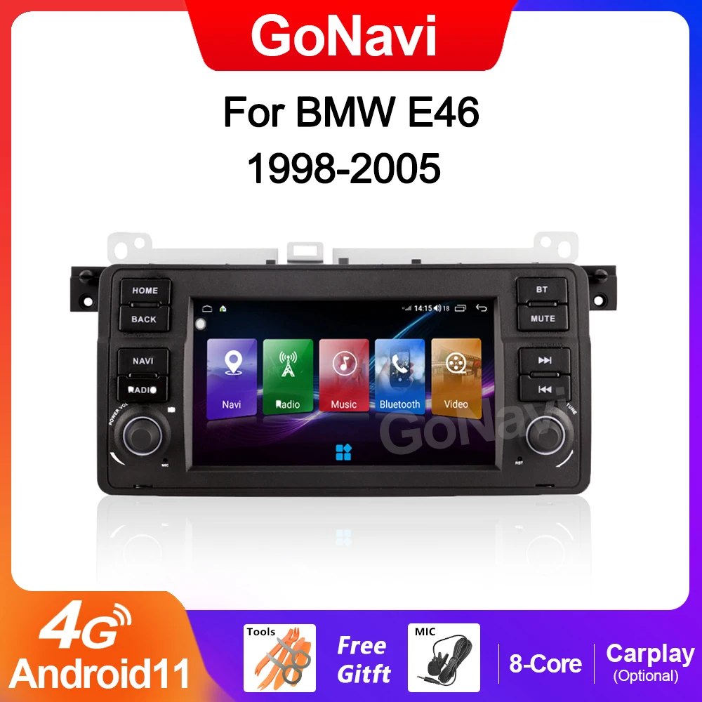 GoNavi Android 11 Car Radio Auto For BMW 3 Series E46 Central Multimedia Player GPS DVD Carplay Bluetooth Navigation 1998-2005