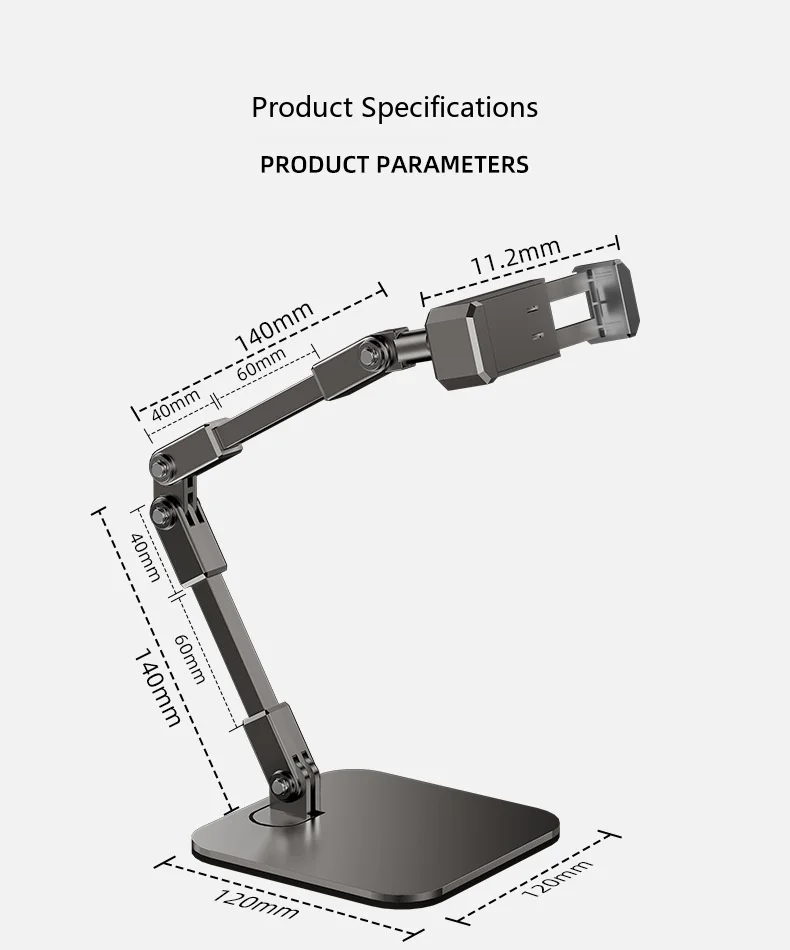 Drehbarer Tablet-Ständer, Desktop-Halterung, Telefonständer, Metall, faltbar, Lazy Bracket für Lernen und Live-Streaming – Detail 12