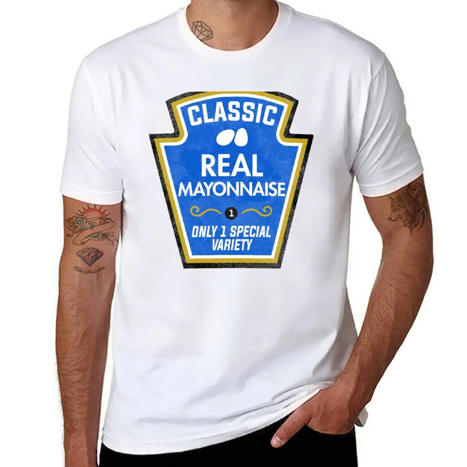 Camiseta divertida de disfraz de Halloween con tarro de mayonesa, camisetas para hombre, Camiseta ajustada de algodón, camiseta para hombre
