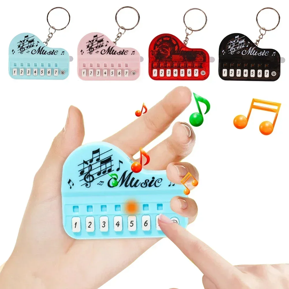 Mini Lovely Creative Cartoon Music Electronic Piano Keychains Couple Pendant Key Ring Musical Instrument Toy Funny Birthday Gift