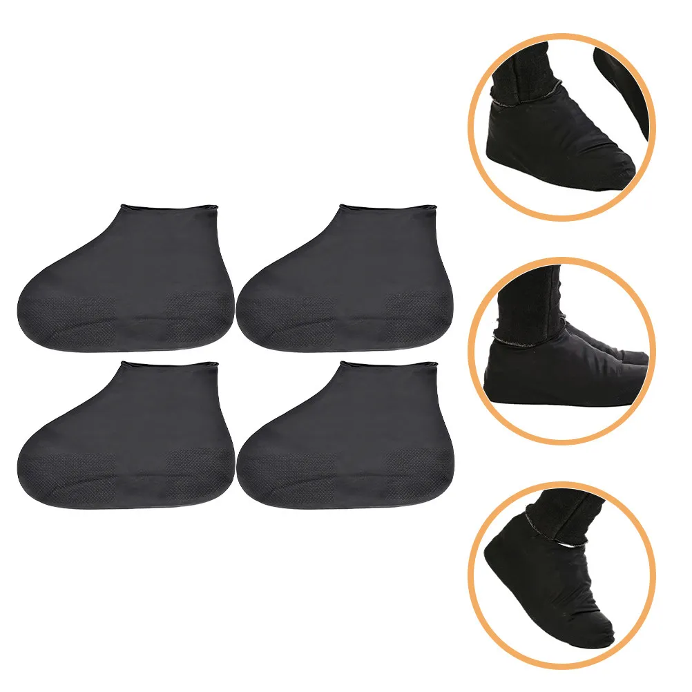 2Pairs Rain Shoe Covers Latex Material Soft Comfortable Single Use Overshoe Covers for Sneakers Boots Rain Snow Wet Conditions