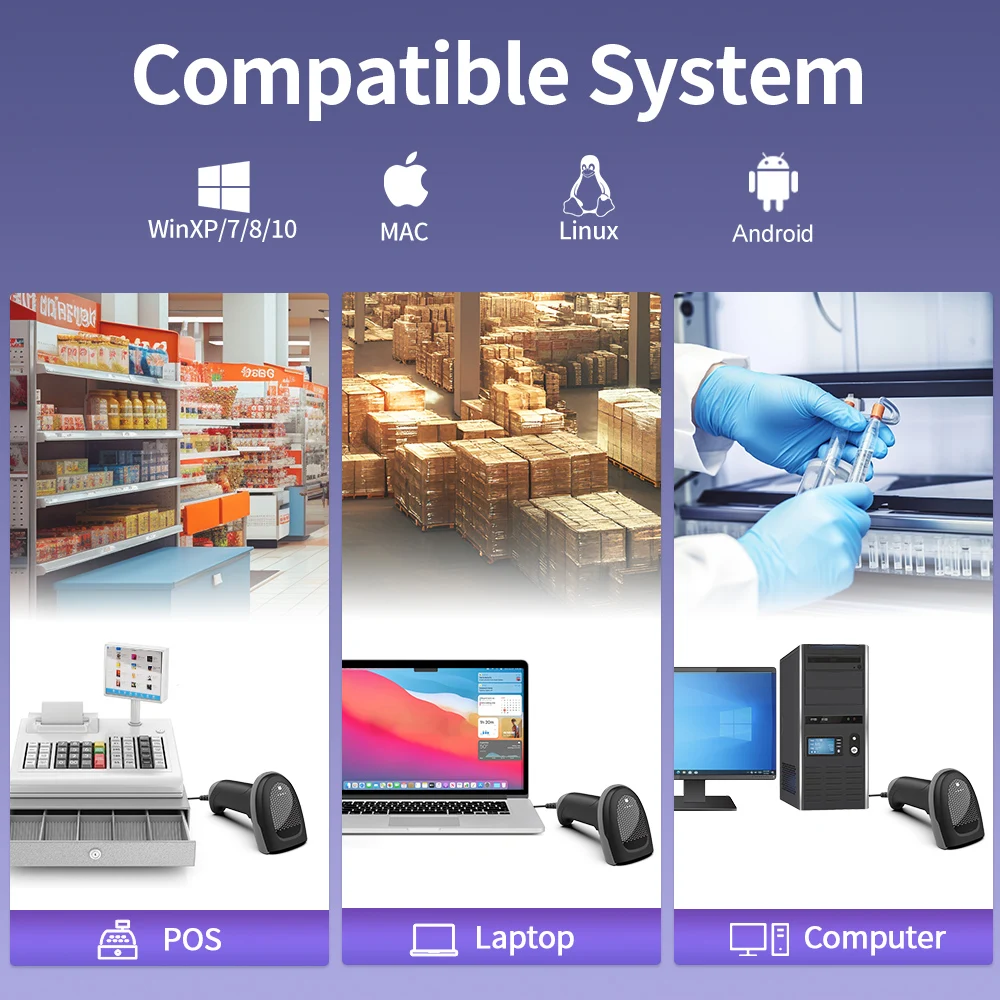 GTCODESTAR  X-1500 2D Wired Barcode Scanner USB QR Code Scanner 1D Barcode Reader for Warehouse Inventory Barcode Scannning