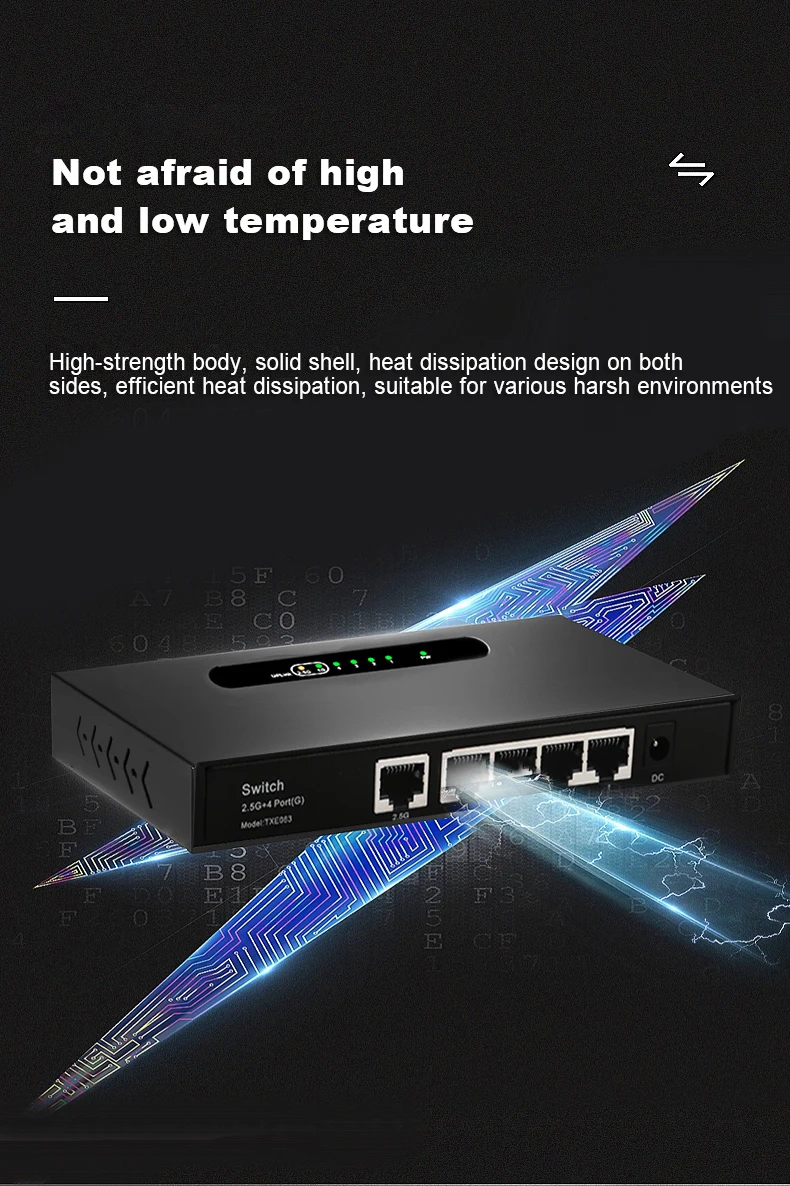 Ienron 5 Ports Ethernet Switch 2.5G Base-T Uplink Port 1000Mbps RJ45 Ports Gigabit Switch 5V Network Splitter for Wifi Router