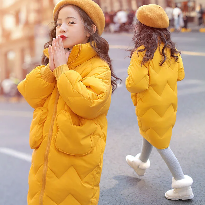 -30℃ Winter Children Warm Long Coats Girls Thicken Plus Velvet Jackets Teen Hooded Waterproof Parka Overcoat Kids Outerwear