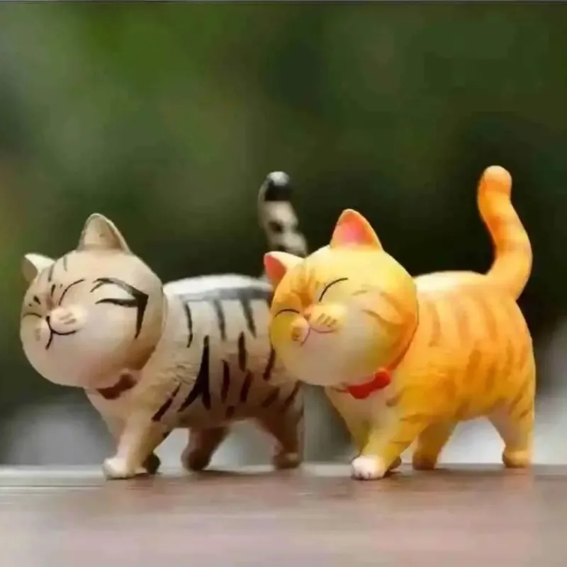 9pcs Cute Cat Ornaments Set, Kawaii Desktop Decor for Home Office, Mini Cat Figurines with Bell, Perfect Birthday Gift