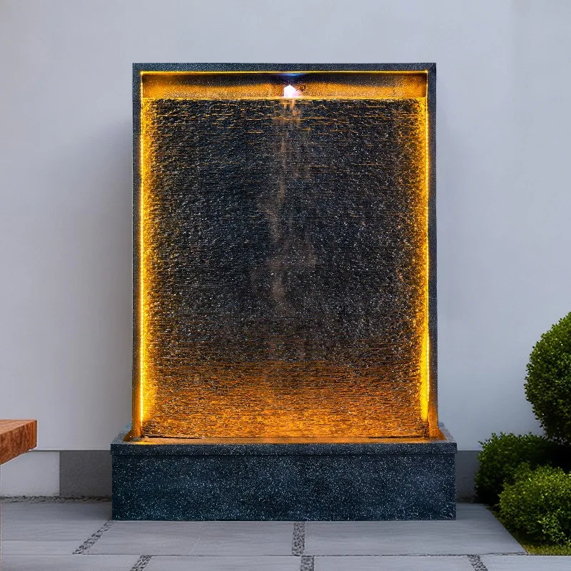 Water Curtain Wall Living Room Running Water Screen Partition Rockery Fountain Landscape Courtyard Outdoor Lucky Feng Shui Wheel