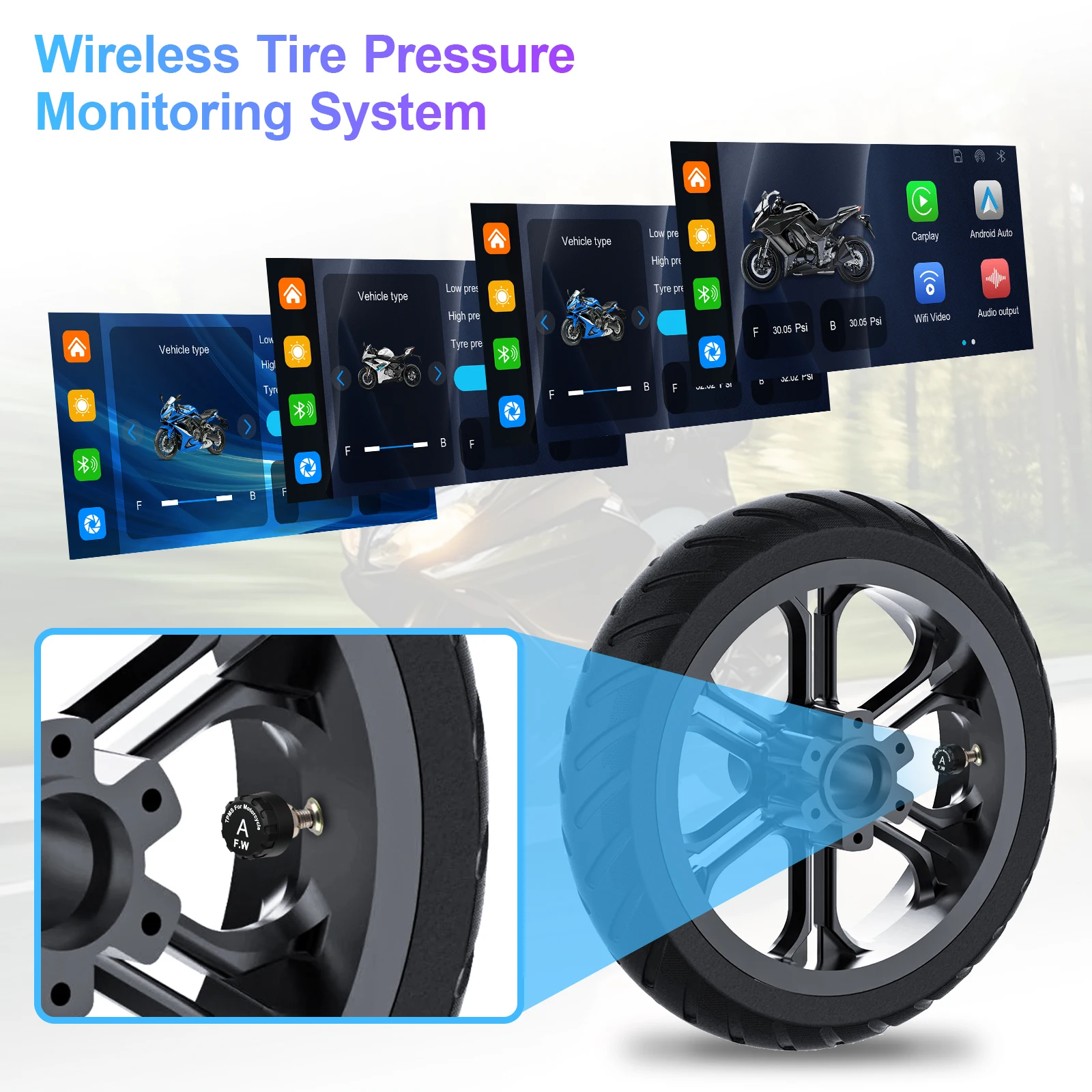 Navigazione GPS da 6,25 pollici portatile digitale wireless CarPlay Moto Android Auto moto cruscotto display monitor schermo DVR TP