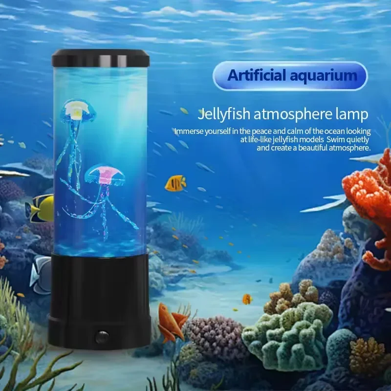 led-ミニクラゲランプ-usb-虹色変化雰囲気ランプクリエイティブ絶妙な常夜灯サイレント卓上装飾ランプ