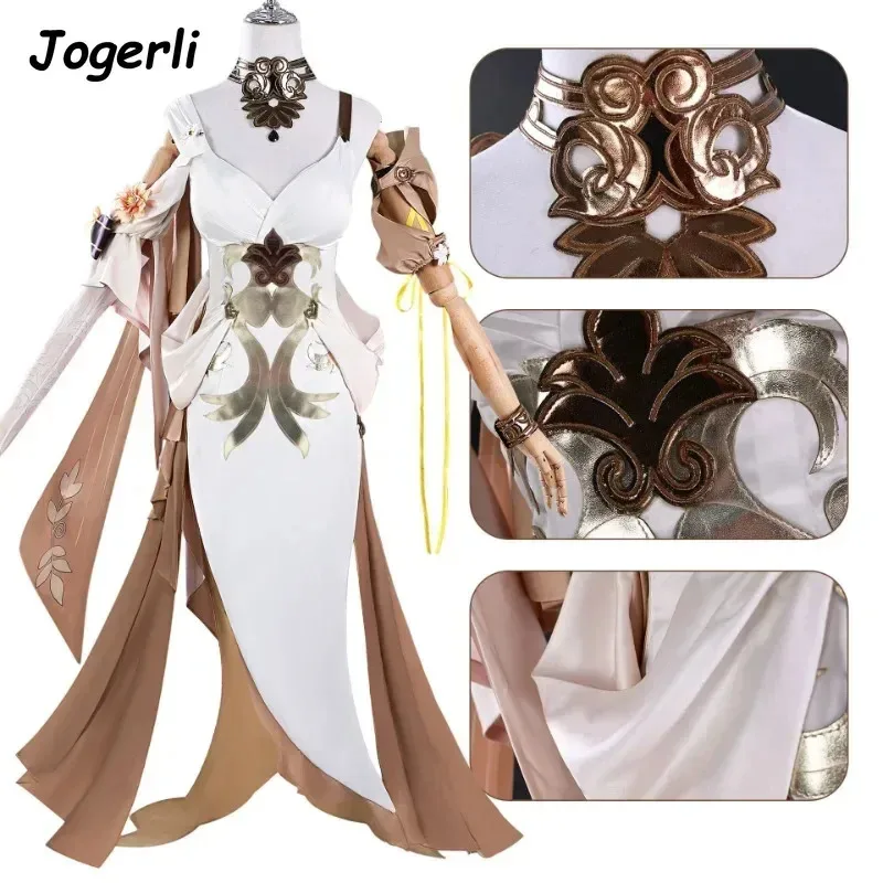 

Jogerli Honkai: Star Rail Aglaea Coser костюмы для косплея железная дорога золотой тканевый костюм Weaver женский парик Shoesk; 3,c'5.b; 8'