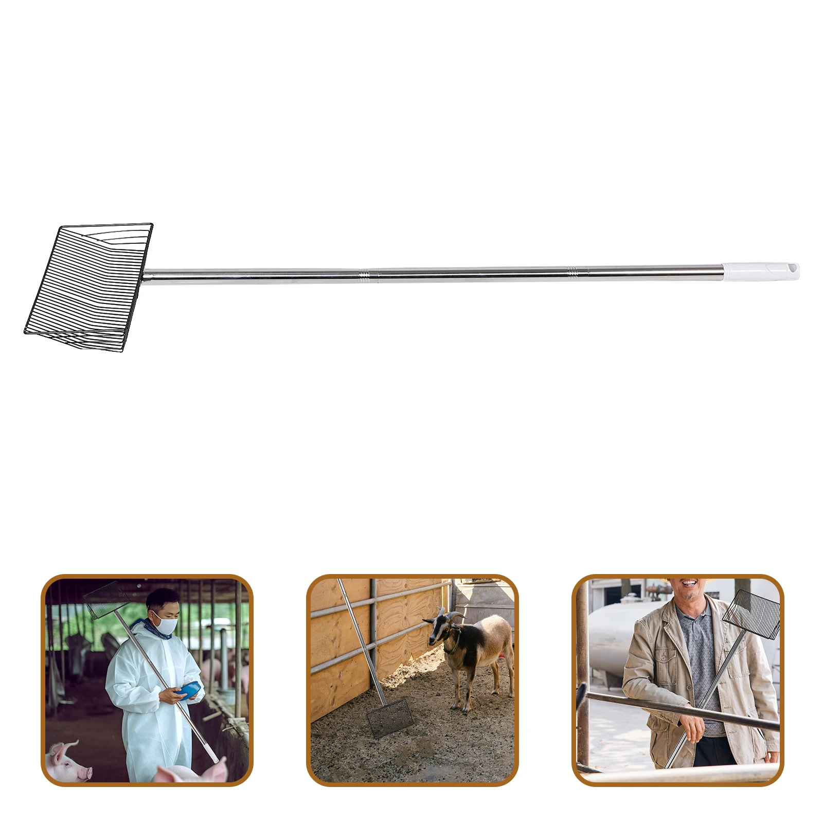 

Long Handle Metal Litter Scoop Sifting Shovel Chicken Coop Cleaning Tool Pet Waste Removal Wide Mesh Soil Sieve Rake For