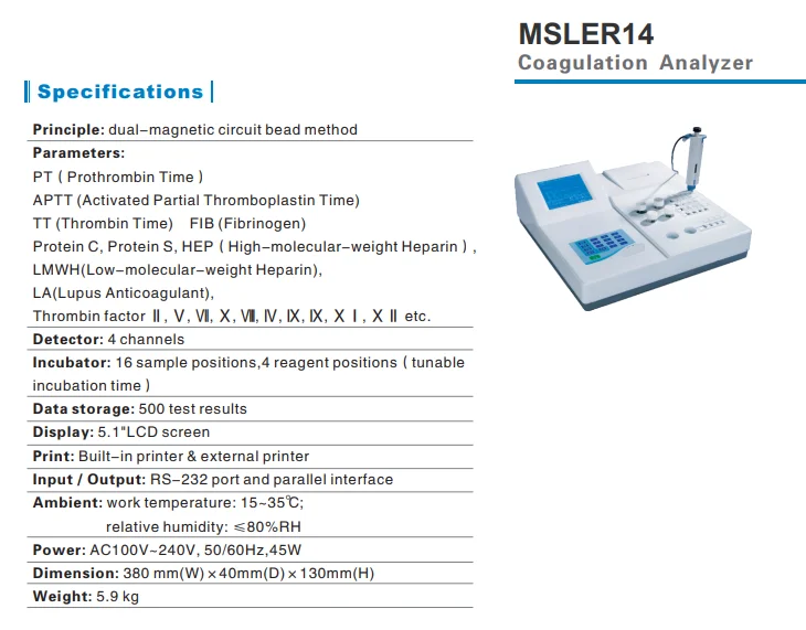 URIT-610 Portable blood coagulation analyser machines tank analyzer