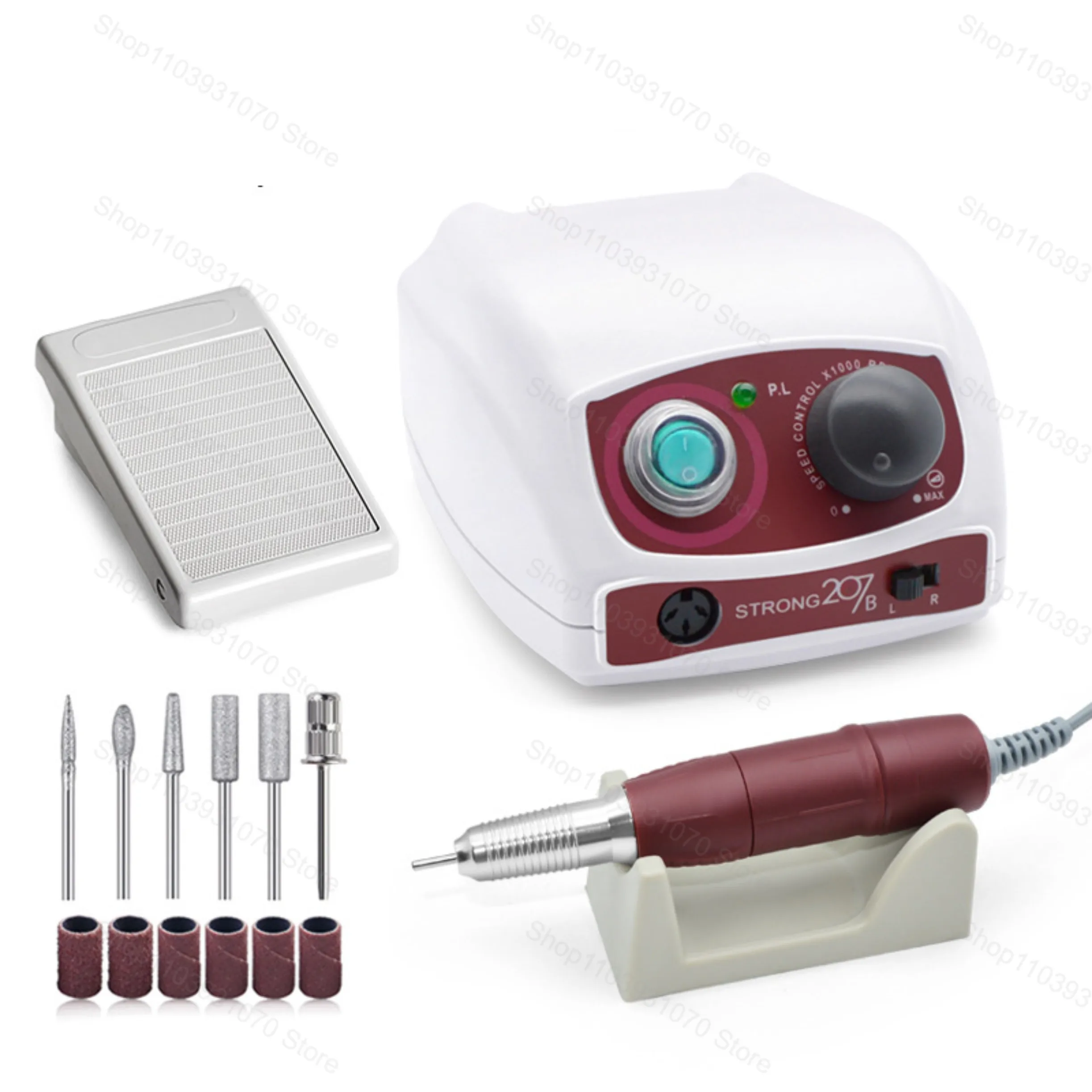 Elektryczna frezarka do paznokci 35000 obr./min, mocna, sterownik 207B, 65W, narzędzie do manicure, pedicure, zdobienia paznokci, końcówka, pilnik do paznokci, sprzęt.