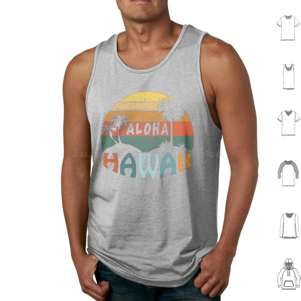 Retro Hawaii Hippie Van Beach Surfer Longboard Aloha Tank Tops Vest Sleeveless Surfing Kiteboarding Kitesurfing Hippie Bus