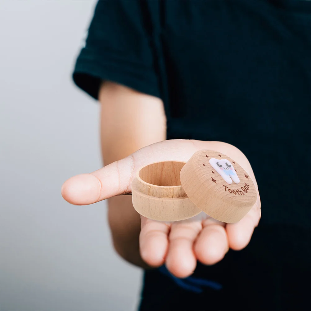 

2pcs Wooden Baby Tooth Box Keepsake Storage For First Lost Teeth Natural Wood Kids Organizer Baby Tooth Holder