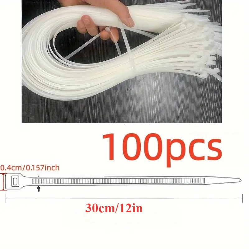 100 Pieces of Cable Ties, Self-locking Plastic Zip Clips, Binding Tapes, Heavy-duty Fastening Ropes, Cable Organizing Clips