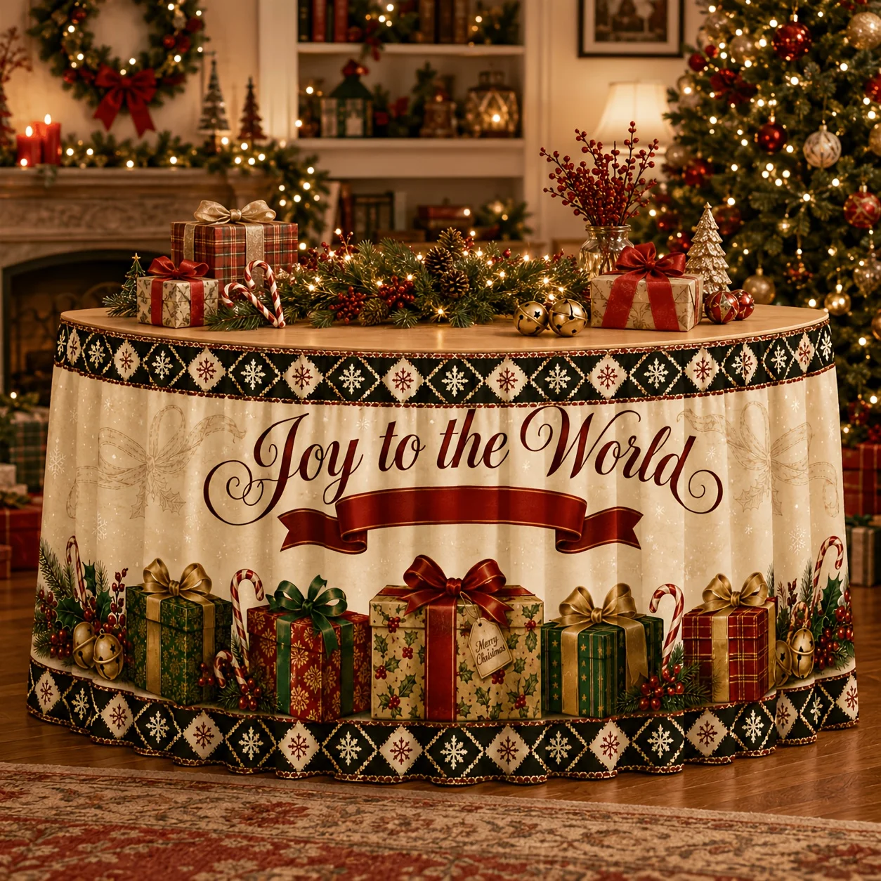 1 tablecloth, table skirt 