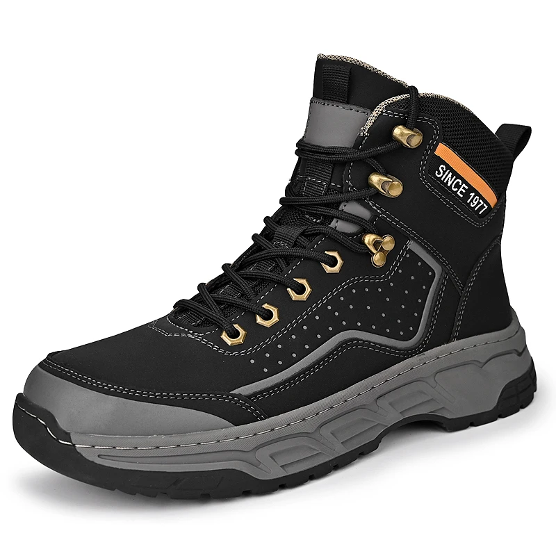 

Outdoor Mountaineering Work Boots for Men: 2025 New Big Yellow Boots, High-Top Height-Increasing British Style Durable Work Shoe
