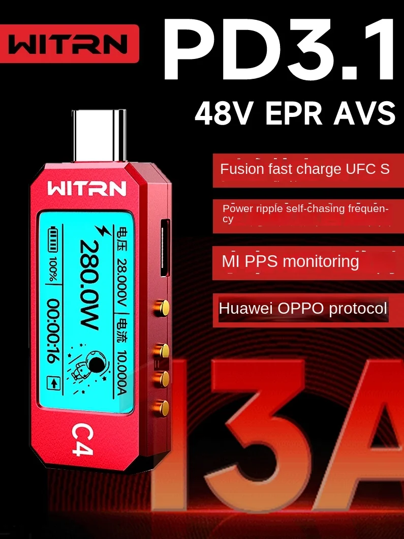 WITRN C4/C5 Detector USB Voltage and Ammeter Test PD3.1 Decoy EPR Aging Activation 48V Free Shipping