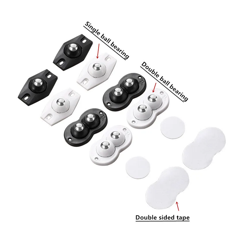4pcs Wheels for Furniture Stainless Steel Roller Self Adhesive Furniture Caster Home Strong Load-bearing Universal Wheel