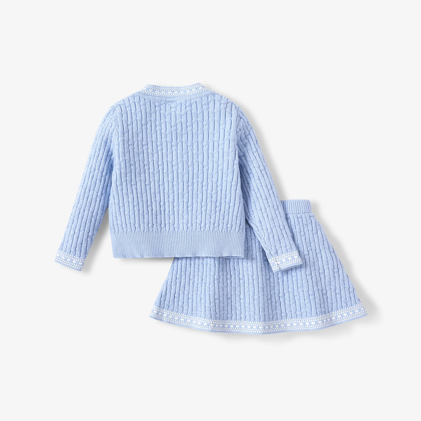 PatPat 2PCS Kid Girl Sweet Textured Sweater and Skirt Set