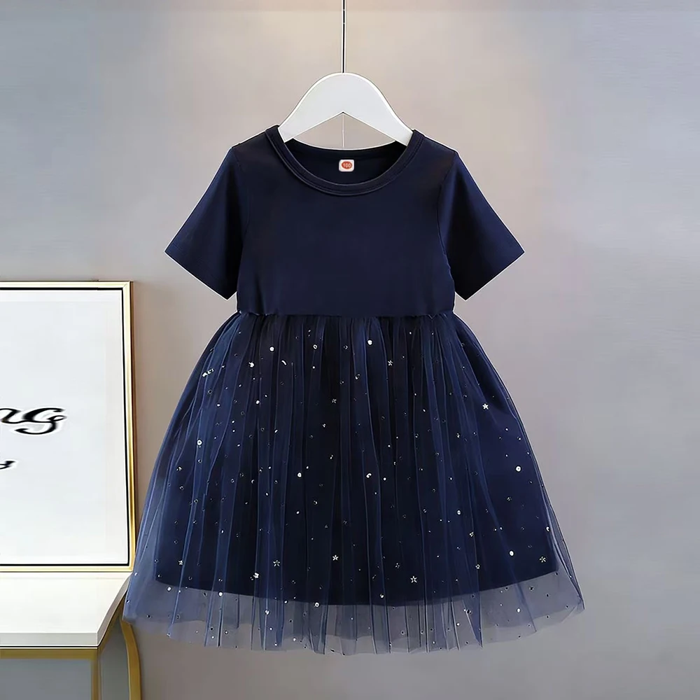 New Children Clothes Short Sleeves Dress Girls Summer Fashion Kids Princess Dress For Cute Baby Girls Birthday Party Clothing