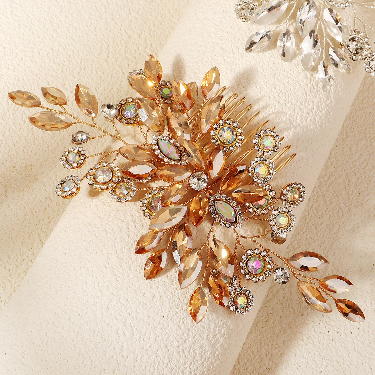 Elegante strass girassol pente de cabelo nupcial inserção pente premium festa mulher updo pino de cabelo headpiece jóias de cabelo como presentes