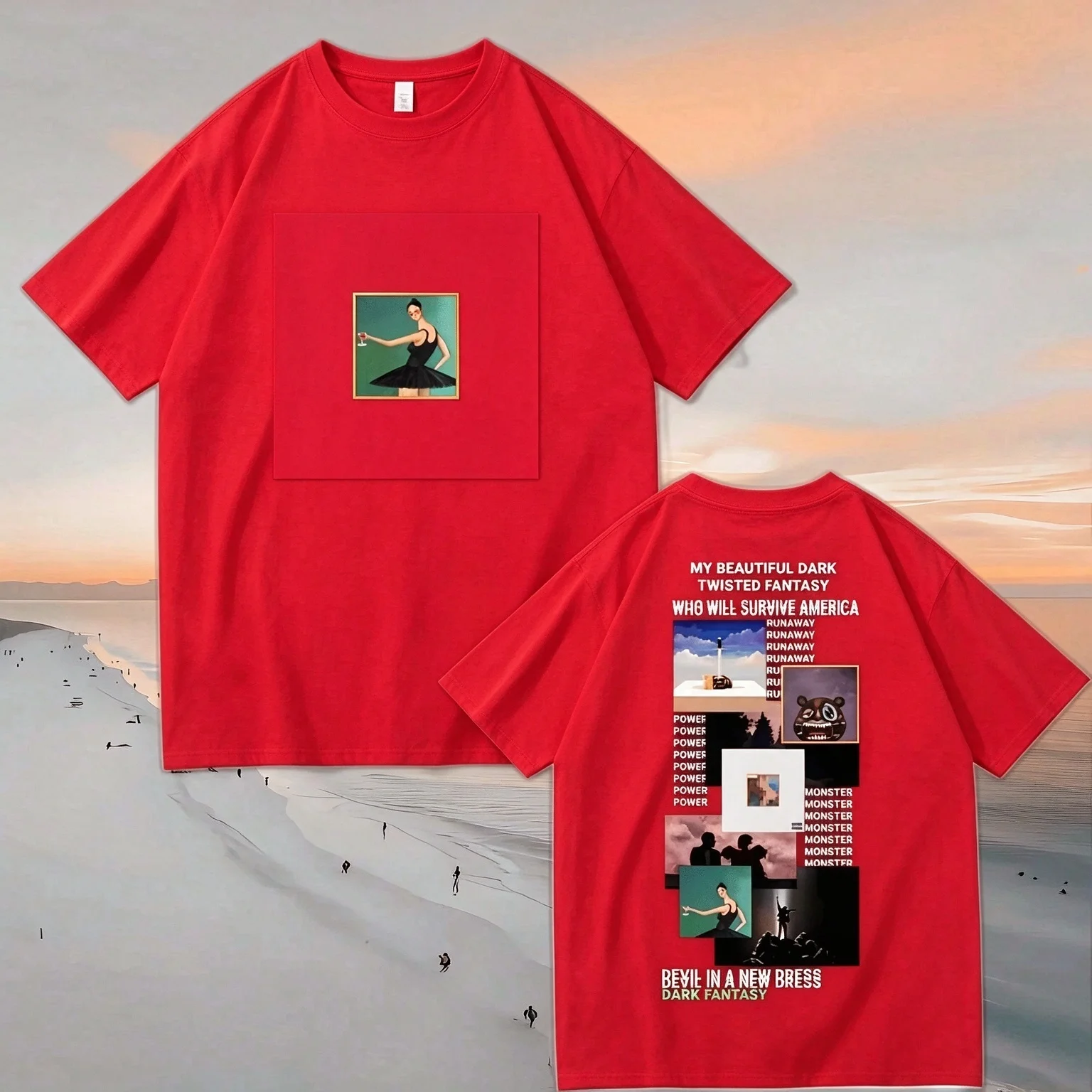 Kanye West My Beautiful Dark Twisted Fantasy Graphic Tee T Shirt Men's Women's Unisex Cotton Edgy Cool Oversize Short Sleeve Top